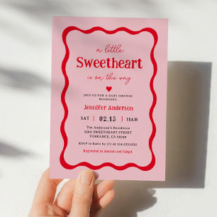 Little Swehoney Heart Girl Baby Shower Inbjudningar