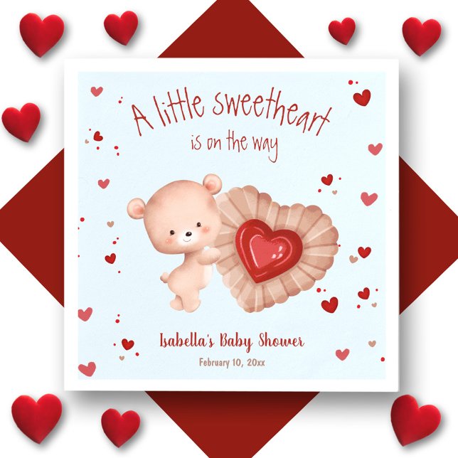 Little Swehoney Red Blue Shower Napkins Pappersservett (Little Sweetheart Red Blue Baby Shower Napkins)