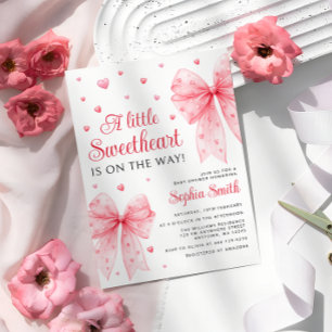 Little Swehoney Red Bow Valentine Baby Shower Inbjudningar