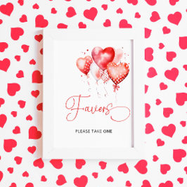 Little Swehoney Red Valentine Watercolor Favors Poster