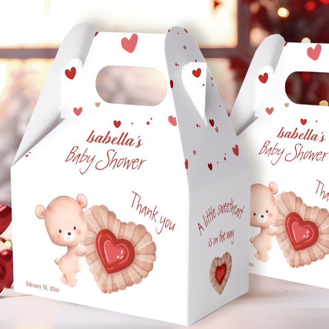 Little Swehoney Red Valentiness Baby Shower Presentaskar (Little Sweetheart Red Valentines Baby Shower Favor Box)
