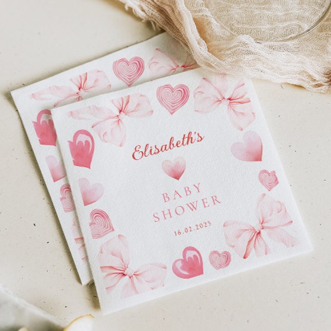 Little Swehoney Rosa Bow Baby Shower Pappersservett (Skapare uppladdad)