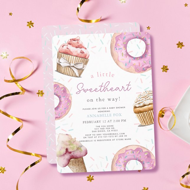 Little Swehoney Rosa Cuppie & Donut Baby Shower Inbjudningar (Skapare uppladdad)