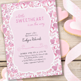 Little Swehoney Rosa Kärlek Heart Girl Baby Shower Inbjudningar