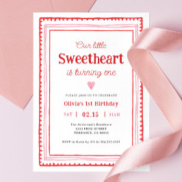 Little Swehoney Valentine 1st Birthday Party Inbjudningar