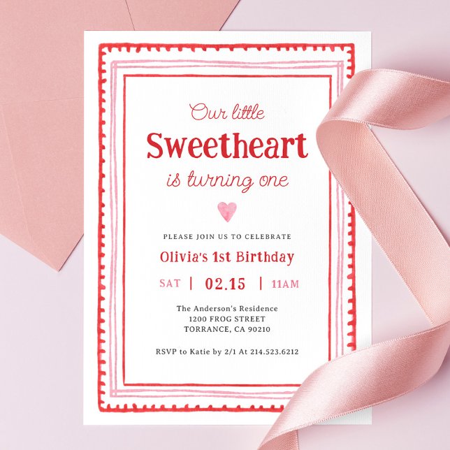 Little Swehoney Valentine 1st Birthday Party Inbjudningar (Skapare uppladdad)
