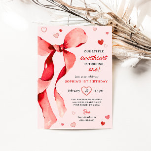 Little Swehoney Valentine Bow Birthday Inbjudningar