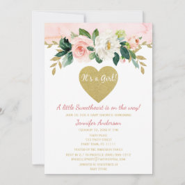 Little Swehoney Valentine Girl Rosa Baby Shower Inbjudningar