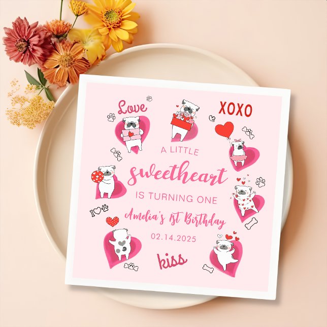 Little Swehoney Valentine Puppy Birthday Napkin Pappersservett (Skapare uppladdad)