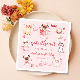 Little Swehoney Valentine Puppy Birthday Napkin Pappersservett