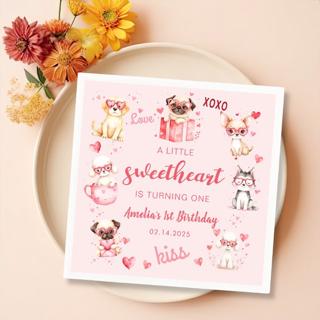 Little Swehoney Valentine Puppy Birthday Napkin Pappersservett (Skapare uppladdad)