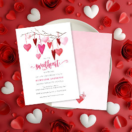 Little Swehoney Valentine Rosa Heart Baby Shower Inbjudningar