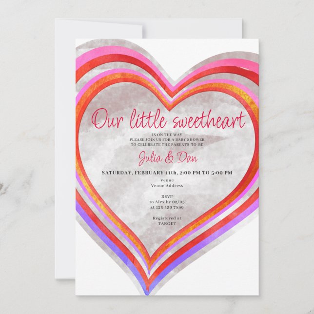 Little Swehoney Valentine Watercolor Baby Shower Inbjudningar (Framsida)