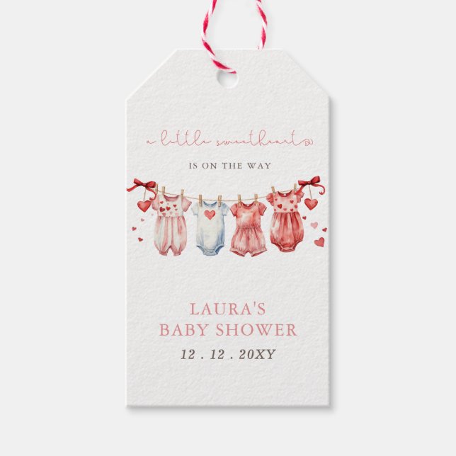 Little Swehoney Valentines Girl Baby Shower Presentetikett (Framsidan)