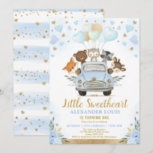 Little Swehoney Woodland Animals Boy Birthday Inbjudningar