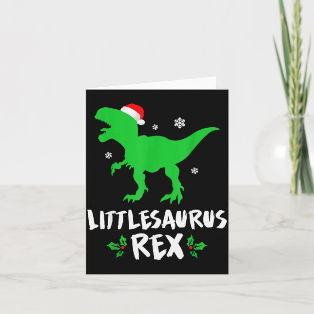 Little T Rex Matching Family Christmas Dinosaur Sh Kort (Framsida)