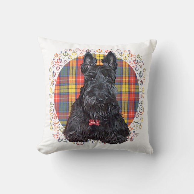 Little Tartan Scottie Hund Kudde (Framsida)