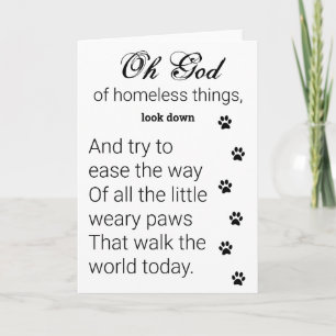 Little Tassar Prayer for Homless Hundar & Cats Kort