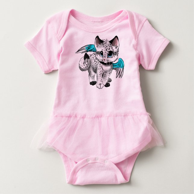 Little Tecknad Angel Cat T Shirt (Framsida)