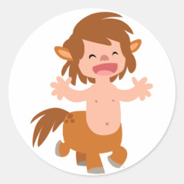 Little Tecknad Centaur Sticker Runt Klistermärke
