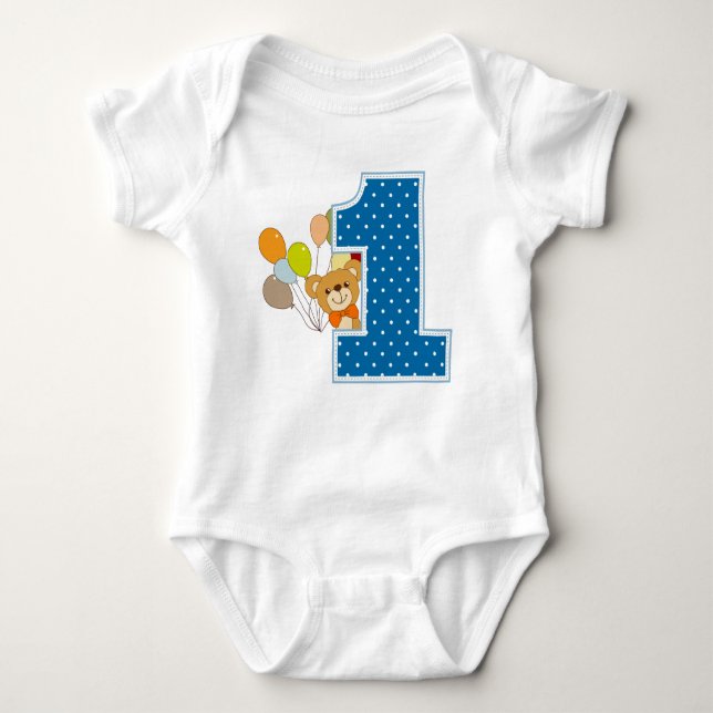 Little Teddy 1 Birthday Cake Smash One Photoshot T Shirt (Framsida)