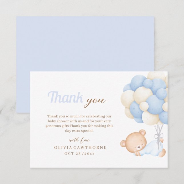 Little Teddy Baby Shower Tack Kort (Fram/baksida)