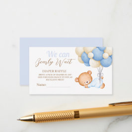 Little Teddy Balloon Pojke Shower Raffle Tilläggskort