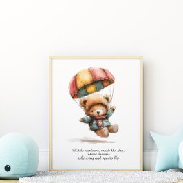 Little Teddy Explorer Nursery Room Poster