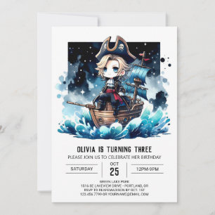 Little Template Pirat Birthday Inbjudningar