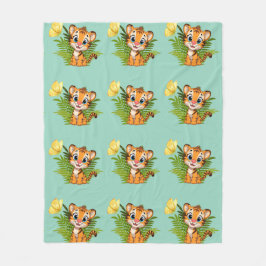 Little Tiger & Butterfly Fleece Blanket
