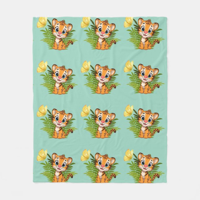  Little Tiger & Butterfly Fleece Blanket (Framsidan)