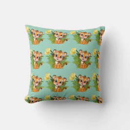 Little Tiger & Butterfly Throw Pillow Kudde