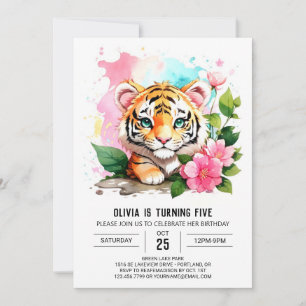 Little Tiger Editable Birthday-inbjudan Inbjudningar