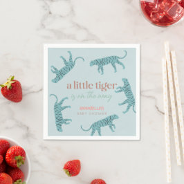 Little Tiger Modern Blue Boy Baby Shower Pappersservett