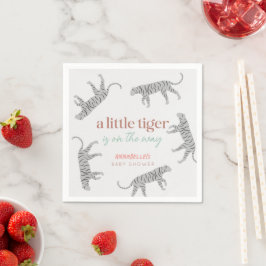 Little Tiger Modern Grått Baby Shower Pappersservett