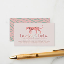 Little Tiger Modern Rosa Bebis Babyshower Bokförfr Tilläggskort