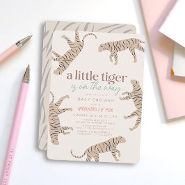 Little Tiger Modern Taupe Baby Shower Inbjudningar