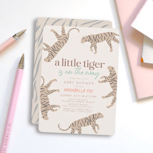 Little Tiger Modern Taupe Baby Shower Inbjudningar