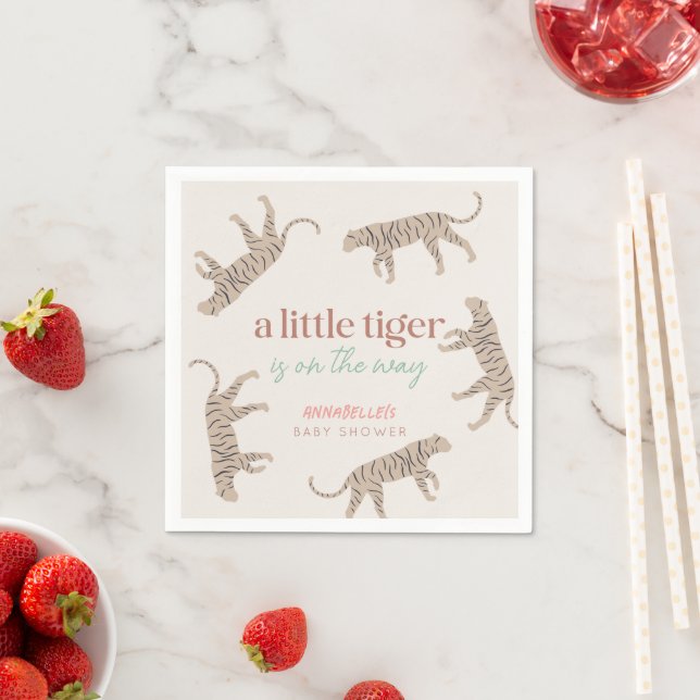 Little Tiger Modern Taupe Baby Shower Pappersservett (Insitu)
