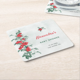 Little Tomato Rustic Chic Watercolor Baby Shower Underlägg Papper Kvadrat