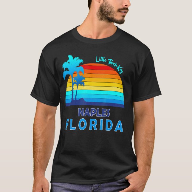 Little Torch Nyckel Neaples Florida Retro Tropical T Shirt (Framsida)