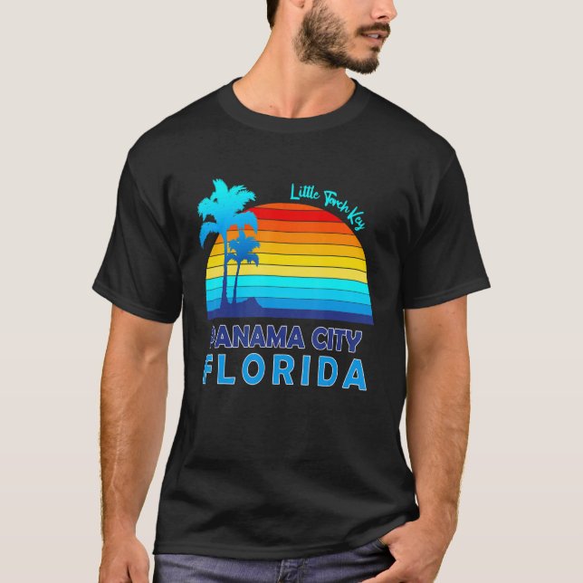 Little Torch Nyckel Panama City Florida Retro Beac T Shirt (Framsida)
