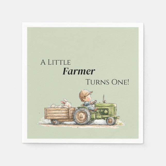 Little Tractor Farm Birthday Pappersservett (Framsidan)