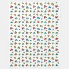 Little Tractor Fleece Blanket, White