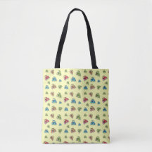 Little Tractor Tote Bag, Lemon