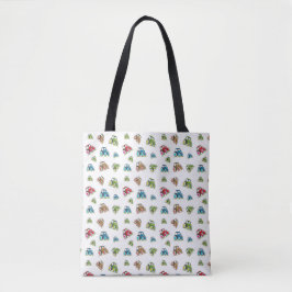 Little Tractor Tote Bag, White Tygkasse