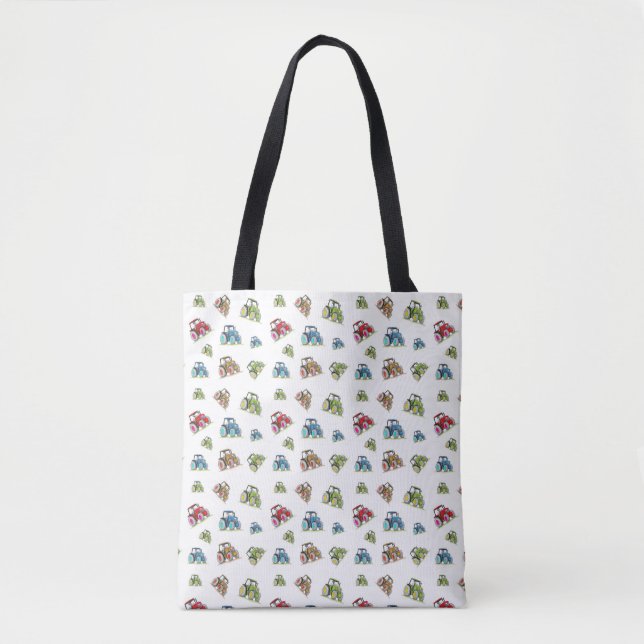 Little Tractor Tote Bag, White Tygkasse (Framsida)
