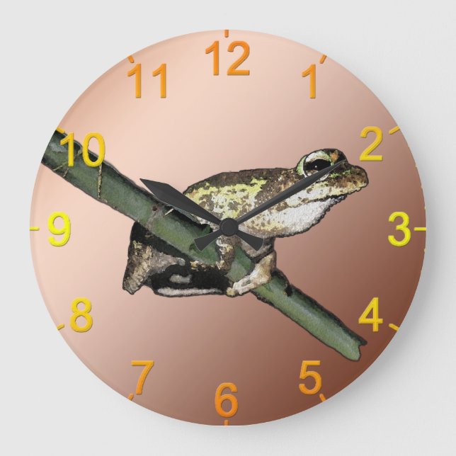 Little Träd Frog Oil Paint, Wall Clock Stor Klocka (Framsida)