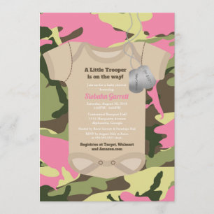 Little Trooper Army Milio Girl Camo Baby Shower Inbjudningar