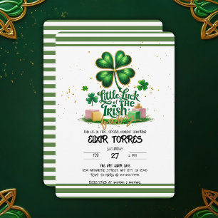 Little tur of Irish Shamrock Guld Baby Shower Inbjudningar